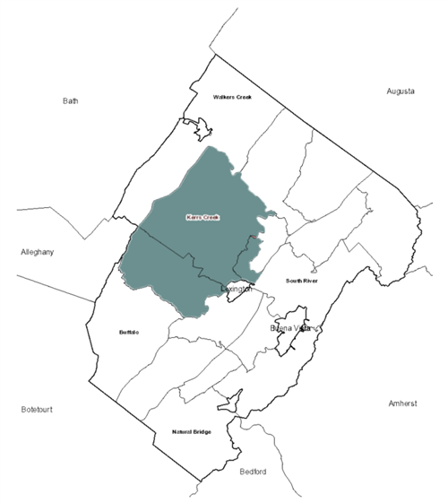 Rockbridge County Map with Kerrs Creek District Highlighted 